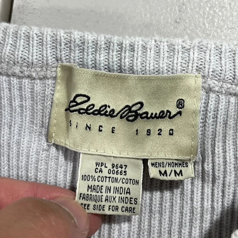 VINTAGE Eddie‎ Bauer Sweater Mens Medium Ribbed Fisherman Crewneck Knit 90s - Picture 3 of 11